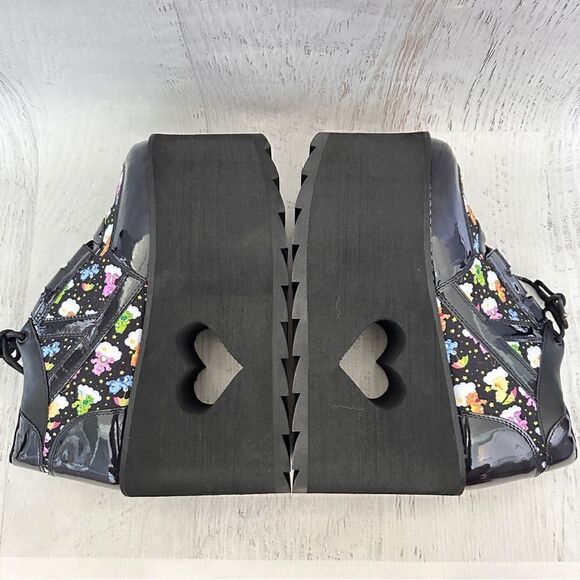 NIB Y.R.U. Qozmo black lo Care Bears platform sneakers in black sky Sz 8 - Picture 7 of 10